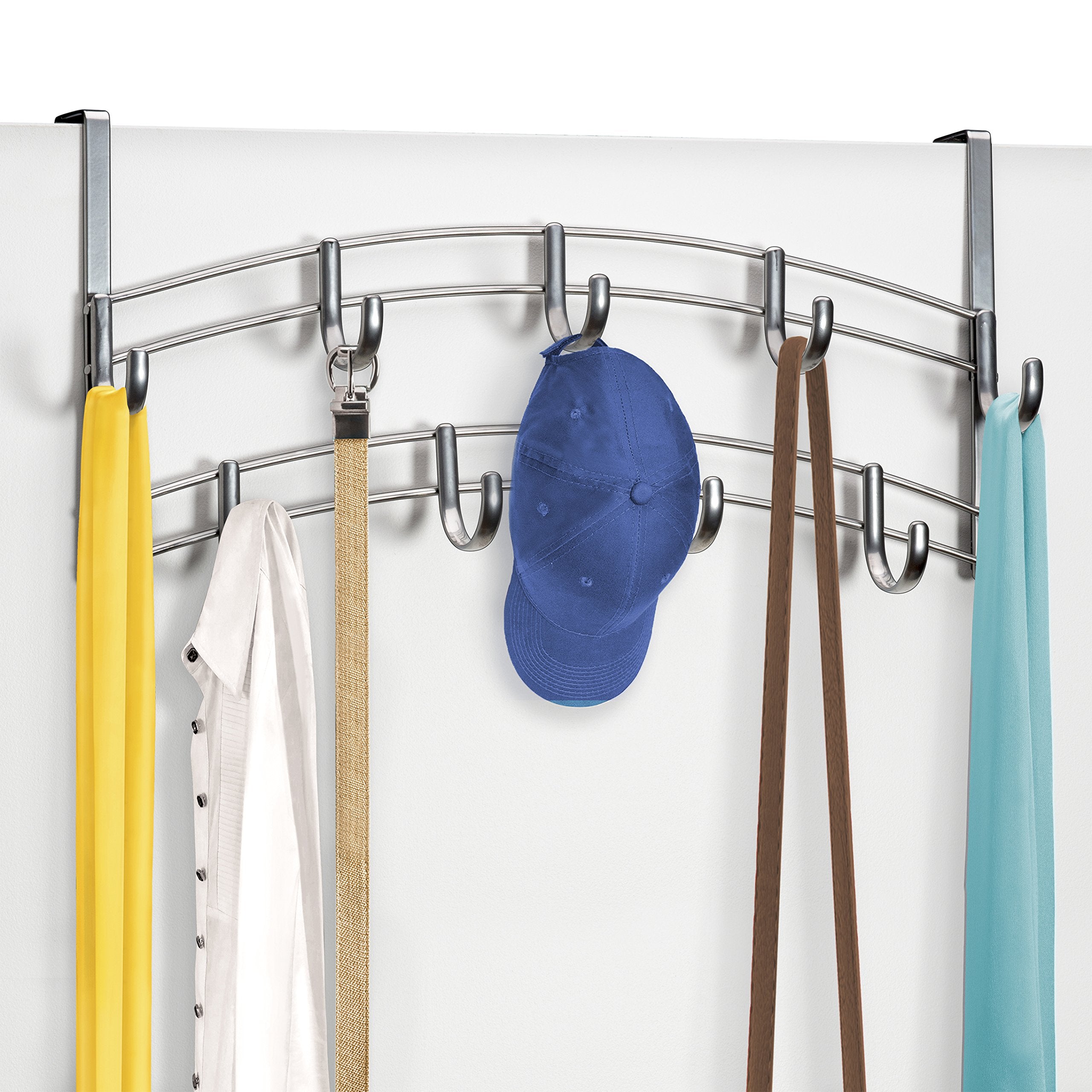 LYNK Professional® Home™ Over the Door Hooks - 9 Hook – Over the Door Coat Rack - Over the Door Hanger - Hanging Towels or Clothes - Bathroom, Bedroom, Laundry Room - Lifetime Ltd. Warranty, Platinum