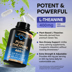 L Theanine 400 mg | L-Theanine Stress Relief | Extra Strength Supplement | Made in USA | Relaxation, Sleep & Calm Support | For Men & Women | Plant Based, Non-GMO & Gluten-Free | 240 Vegan Capsules