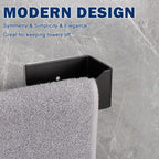 NearMoon Self Adhesive Hand Towel Holder/Towel Ring, Stainless Steel Hand Towel Bar Rustproof Stick on Wall-Towel Rack for Bathroom/Kitchen, Square Sticky and Wall Mounted (12 Inch, Matte Black)
