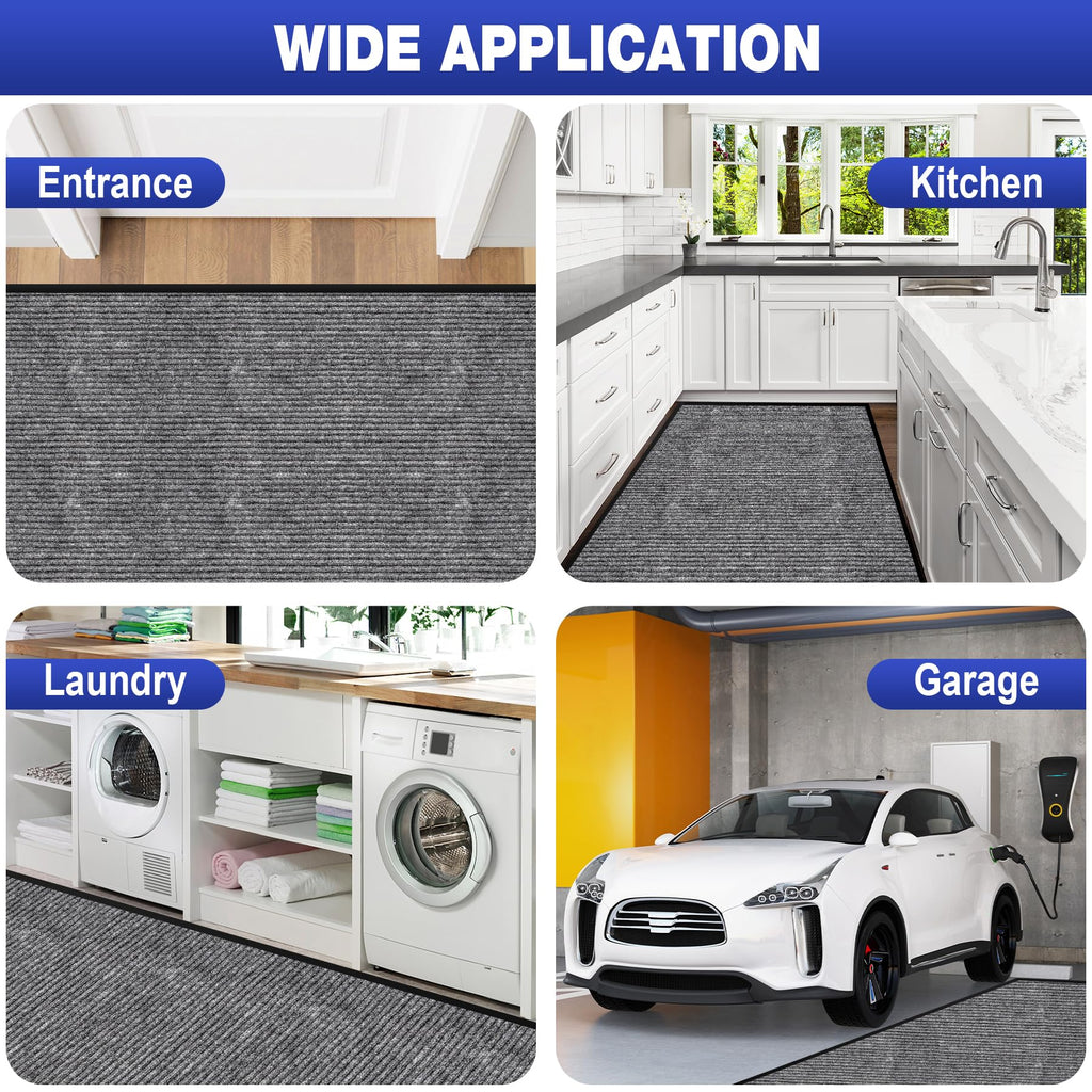 ToLanbbt Commercial Floor Mat 3' x 10' Front Door Mat Extra Large, Industrial Hallway Runner Rug Heavy Duty Outdoor Indoor Utility Mat Low Profile Entryway Carpet Non Slip Backing for Home Office