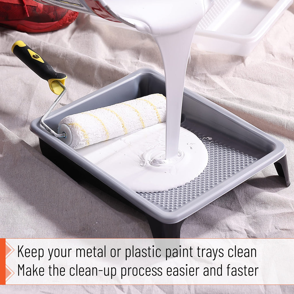 Bates- Paint Tray Liner, 9 Inch, 10 pcs, White Paint Pans Trays, Paint Roller Tray, Roller Tray Liners