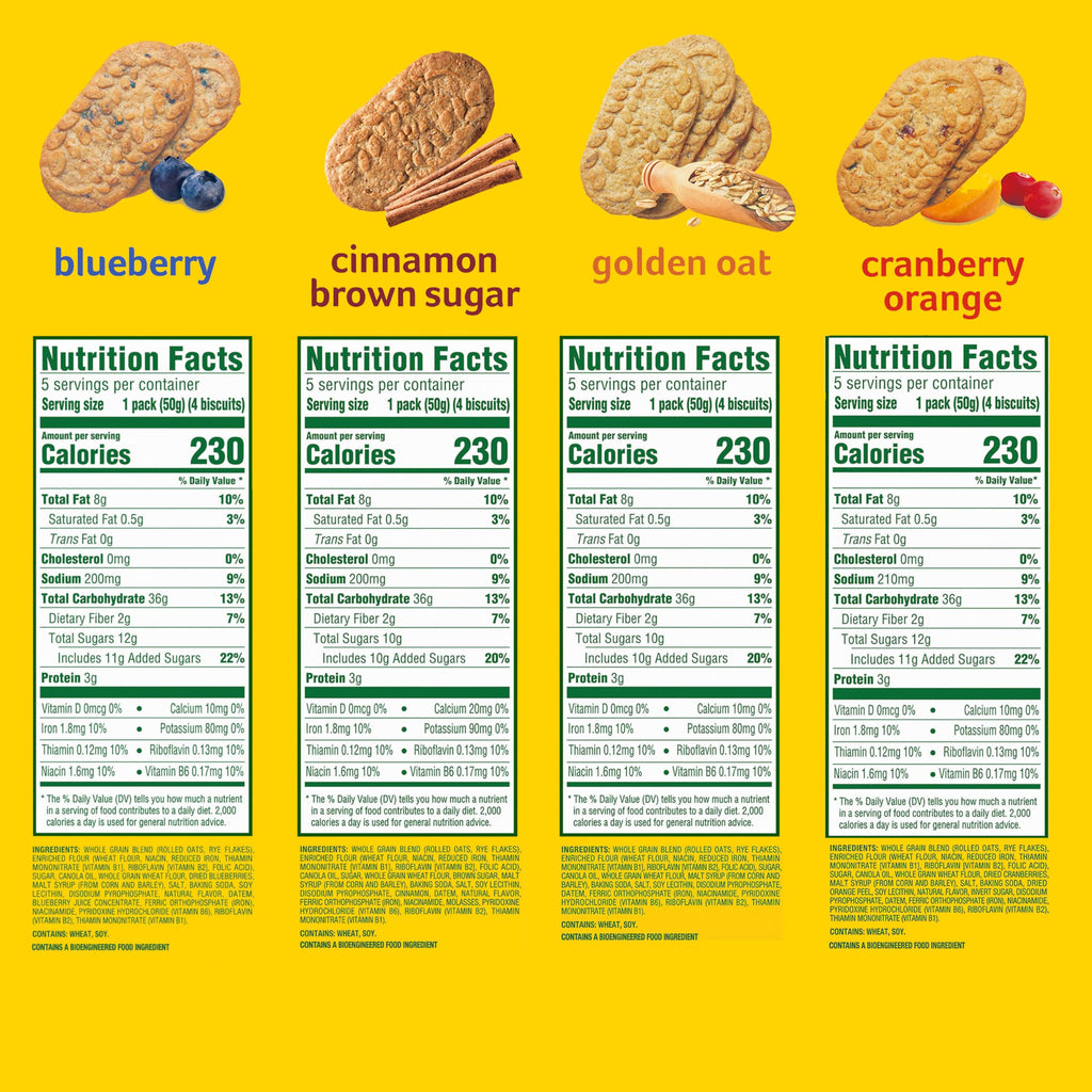 belVita Breakfast Bars Biscuits Variety Pack, 4 Flavors, 30 Packs