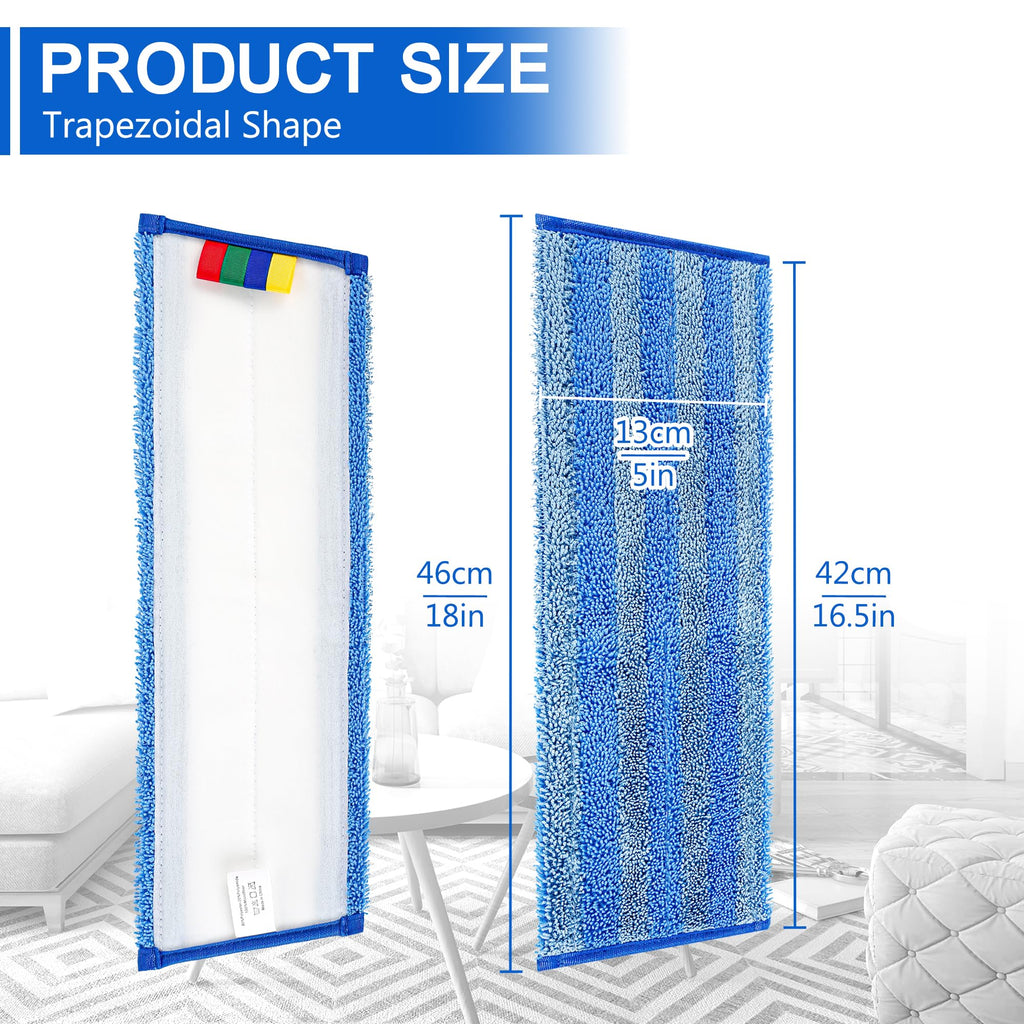 15 Pack Replacement Microfiber Mop Pad – Universal 17-18" Heavy Duty Reusable Refill – Thick Commercial Cleaning Pad for Wet & Dry Use - 18in Flat Mop Head (Trapezoid)