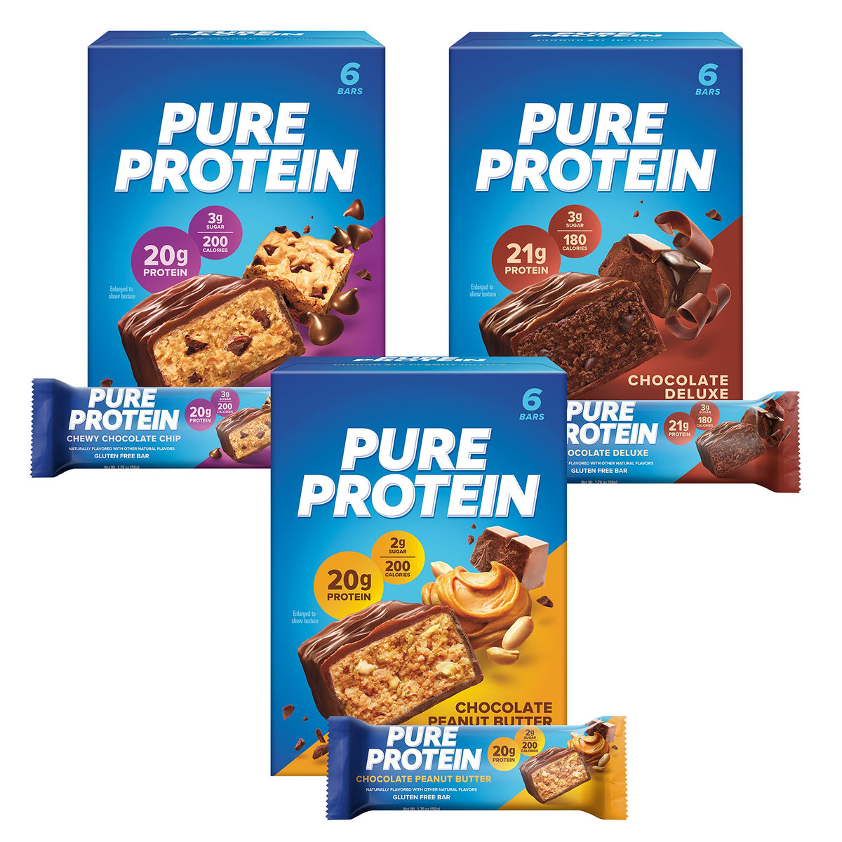 Pure Protein Variety Pack Protein Bars, 20g-21g Protein, Gluten Free, 18 Ct