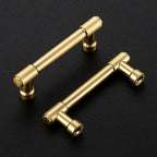 Ravinte 5 Pack 3 Inch Hole Center Solid Kitchen Cabinet Handles Brushed Gold Dresser Pulls Cabinet Drawer Pulls for Kitchen Cupboard Hardware
