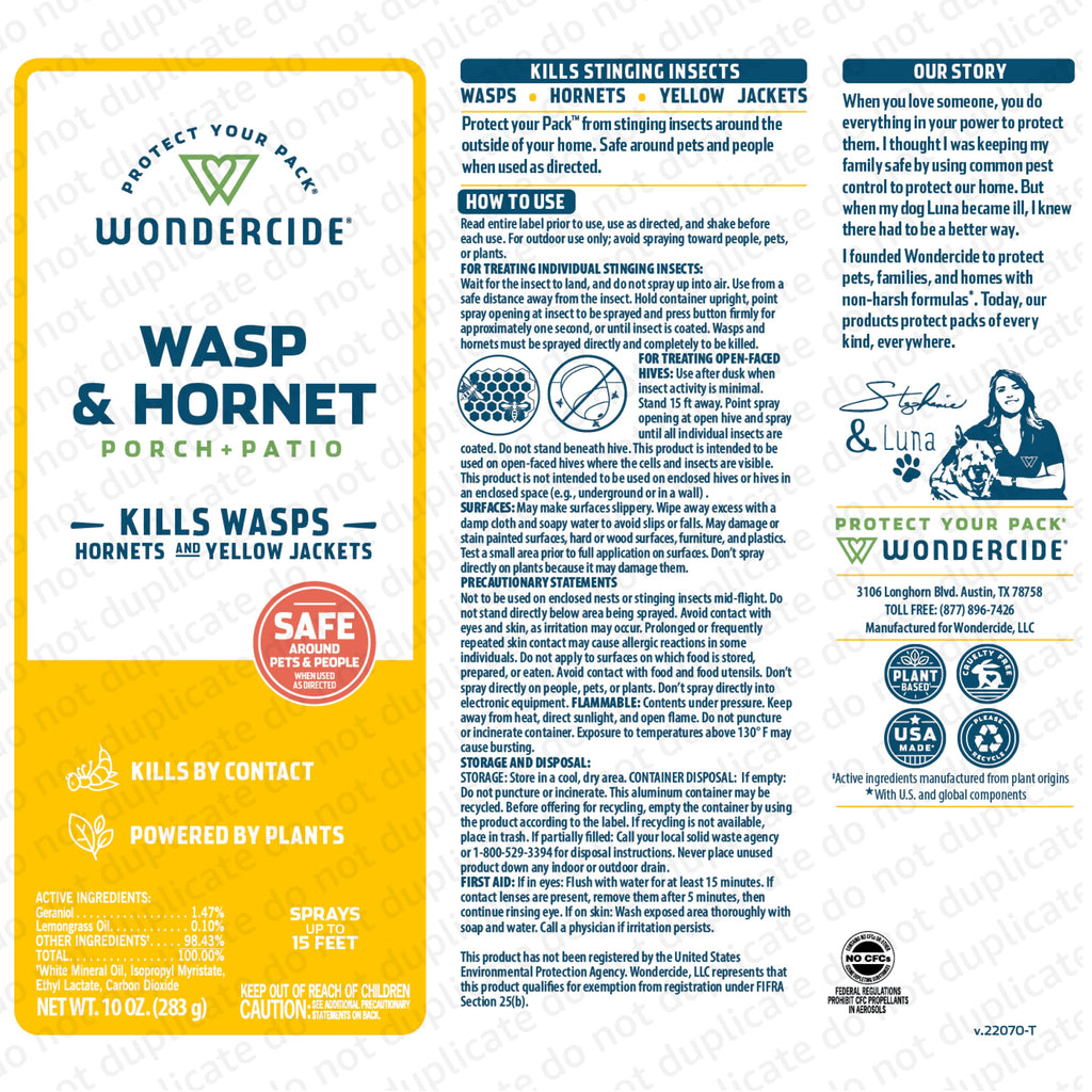 Wondercide - Wasp and Hornet Killer Aerosol Spray with Natural Essential Oils - Kill Wasps, Hornets,and Yellow Jackets - for Porch, Patio, and Outdoor Areas - Pet and Family Safe - 10 oz - 2 Pack