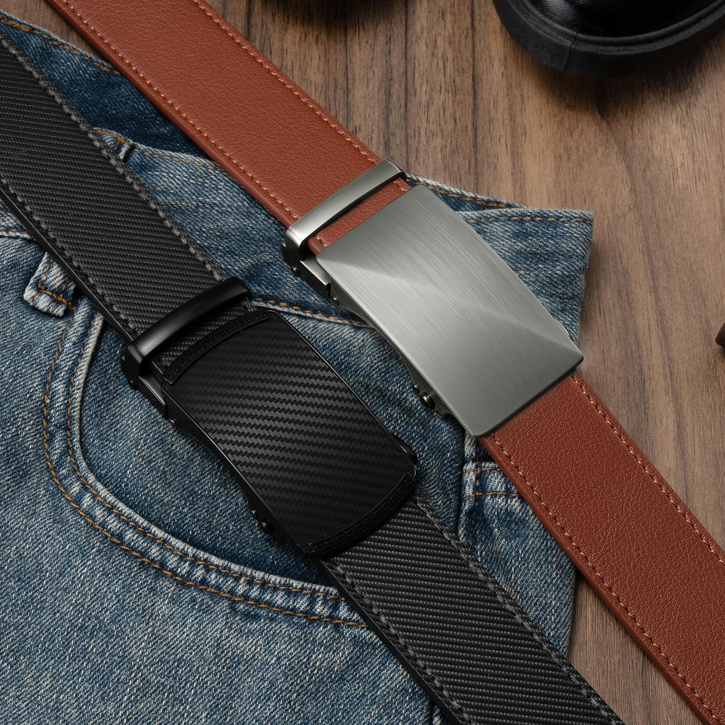 Zitahli Leather Ratchet Belt for Men - 2 Pack Mens belt,Customizable Fit