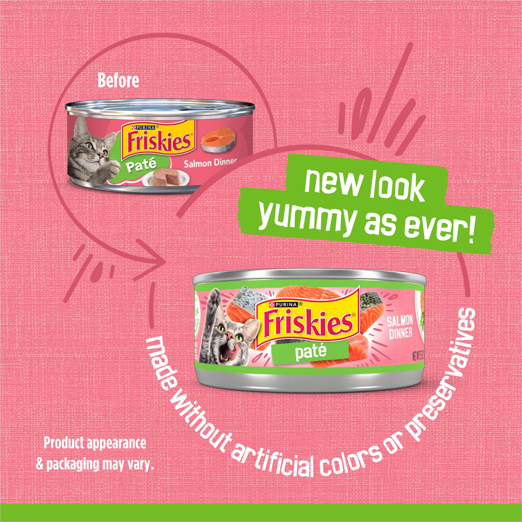 Purina Friskies Wet Cat Food Pate, Salmon Dinner, (24) 5.5 oz Cans