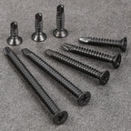 Wensilon（500pcs）#8×5/8”for Sheet Metal Self-Tapping Screws 410 Black Stainless Steel Flat Head High-Strength Quick self-Drilling Screws