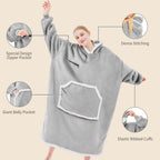 IFNOW Oversized Sherpa Wearable Blanket Hoodie for Adult with Eye Mask,Grey