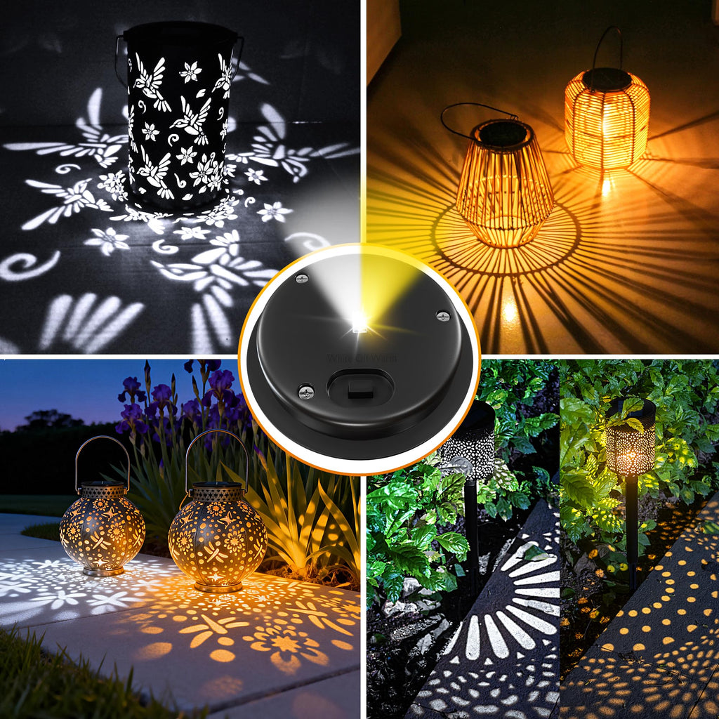 4 Pack Replacement Solar Light Parts for Lantern Solar Light Replacement Tops Waterproof LED Replacement for Outdoor Lanterns 2 Colors(Top 3.34 Inch, Bottom 2.83 Inch)