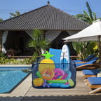Hahood Pop-up Pool Toy Storage Bin 47 x 47 x 31 Inch Mesh Pool Organizer Bag with 2 Side Pockets for Inflatable Toys, Floats, Beach Balls,Towels and Other Swimming Accessories