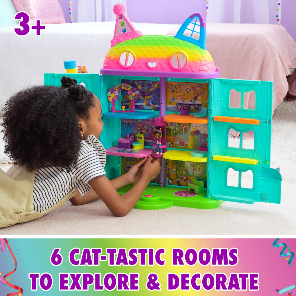 Gabby's Dollhouse, 14 Pc Celebration Dollhouse, 25-Inches Tall, with Toy Figures, Doll House Furniture & 10 Sounds, Kids Toys for Girls & Boys Ages 3+