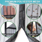 ENBZSVU Magnetic Screen Door Mesh, Fit Door 36 x 78 inch, Black Actual Net Screen Size Include Edges 38" x 80" for Patio, Sliding Door, Keeps Bugs Out, Fresh Air Flow, Self Closing