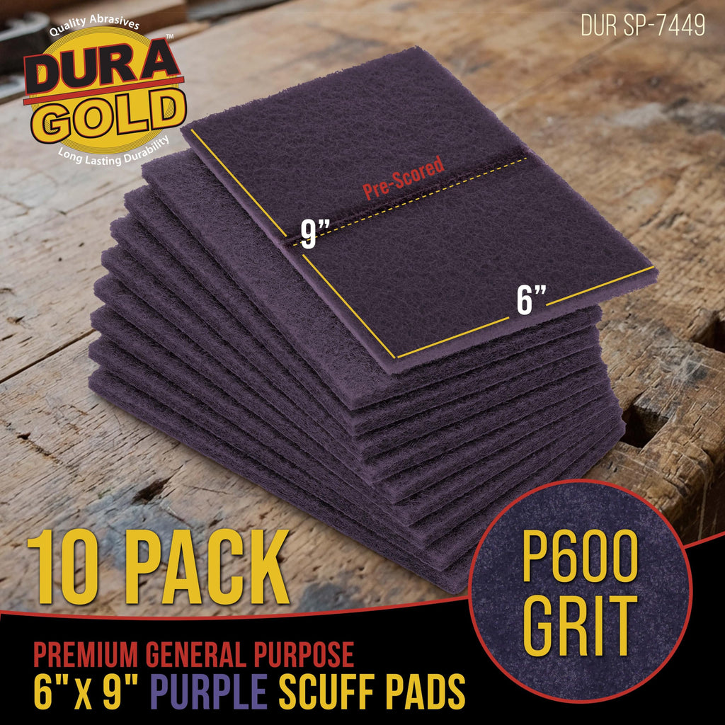 Dura-Gold 6" x 9" Purple Medium Fine 600 Grit General Purpose Scuff Pads