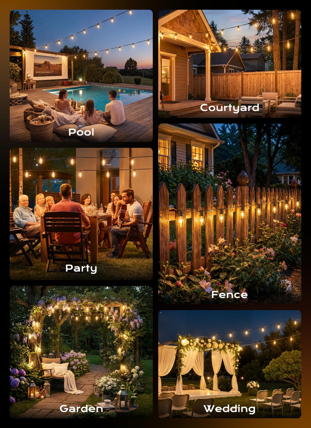 Minetom 100FT Outdoor String Lights with Remote, ST38 Patio Lights Dimmable
