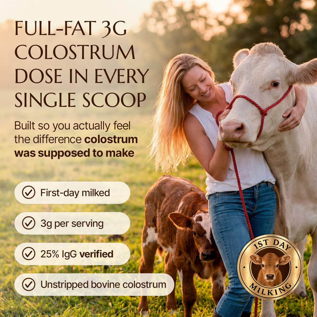Harvestory Grass-Fed Bovine Colostrum Powder - First-Day Milking, Unstripped Full-Fat - Supports Gut Health, Immunity, Skin & Hair - Unflavored, Non-GMO, Made in USA, 30 Servings