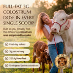 Harvestory Grass-Fed Bovine Colostrum Powder - First-Day Milking, Unstripped Full-Fat - Supports Gut Health, Immunity, Skin & Hair - Unflavored, Non-GMO, Made in USA, 30 Servings