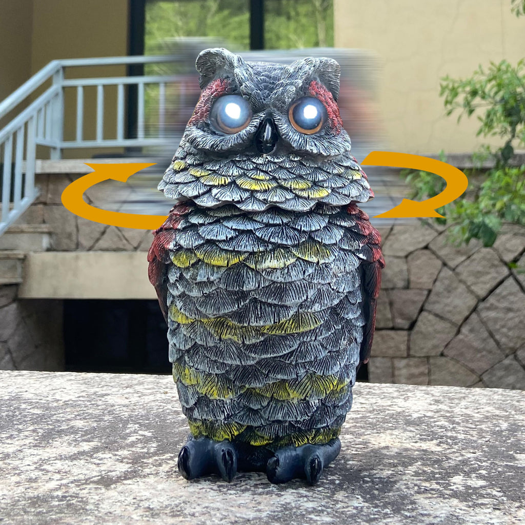 FESTGLOX Solar Owl Decoys to Scare Birds Away, Fake Owl Outdoor Garden