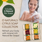 O NATURALS 100% Natural Bar Soap - Gift Set - Organic Ingredients & Essential Oils - Spa Gifts for Women & Men, Body Wash & Face - 6PC Citrus Soap Collection
