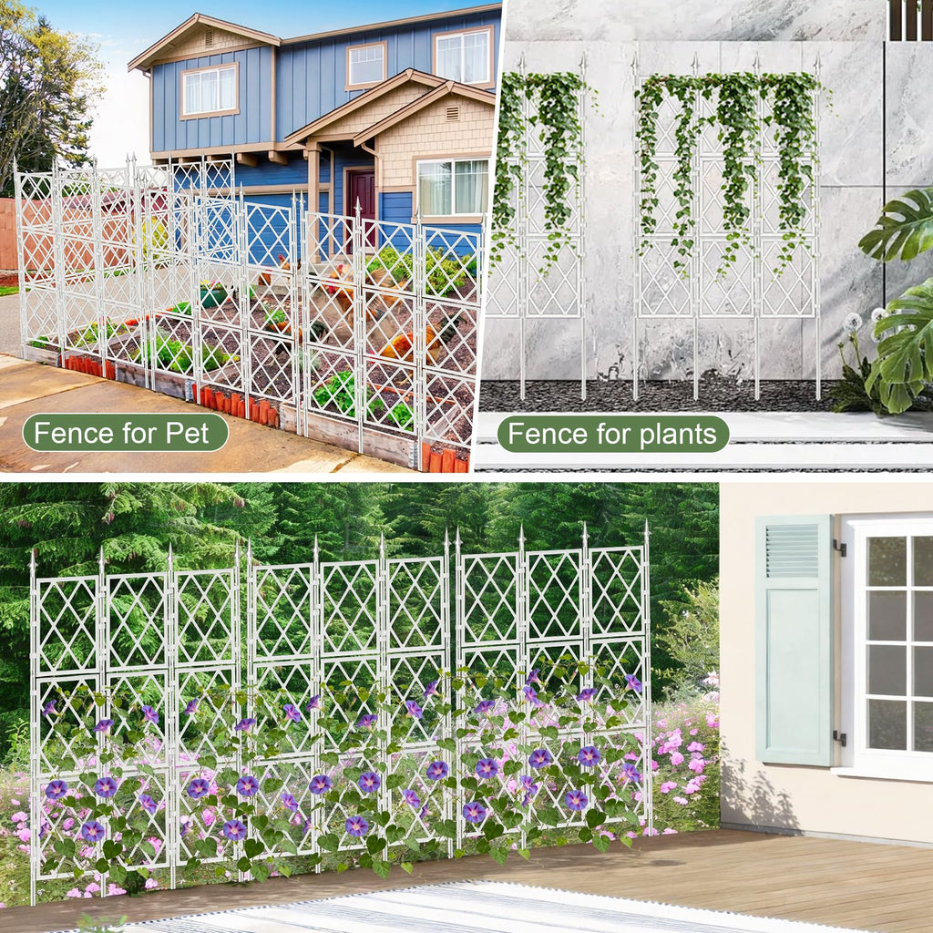 63 Inch White Metal Pipe Garden Trellis Support Fence Frame for Climbing