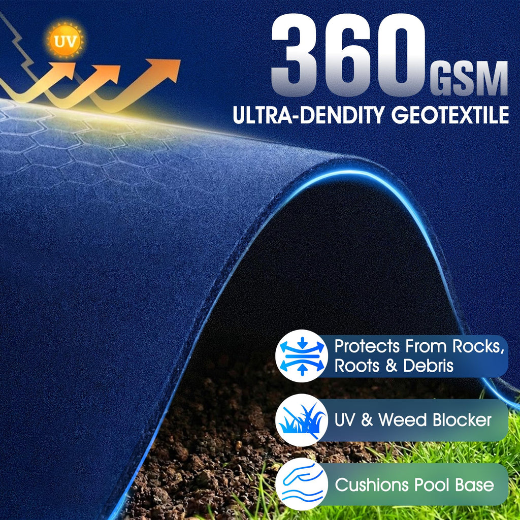 15FT Round Heavy Duty Pool Liner Pad Above Ground,[2026 New Pool Pad 360G/M² Thicker]Under Pool Padding,Pool Mats for Pool Bottom,Above Ground Pool Underlayment,Prevents Puncture&Extends Liner Life