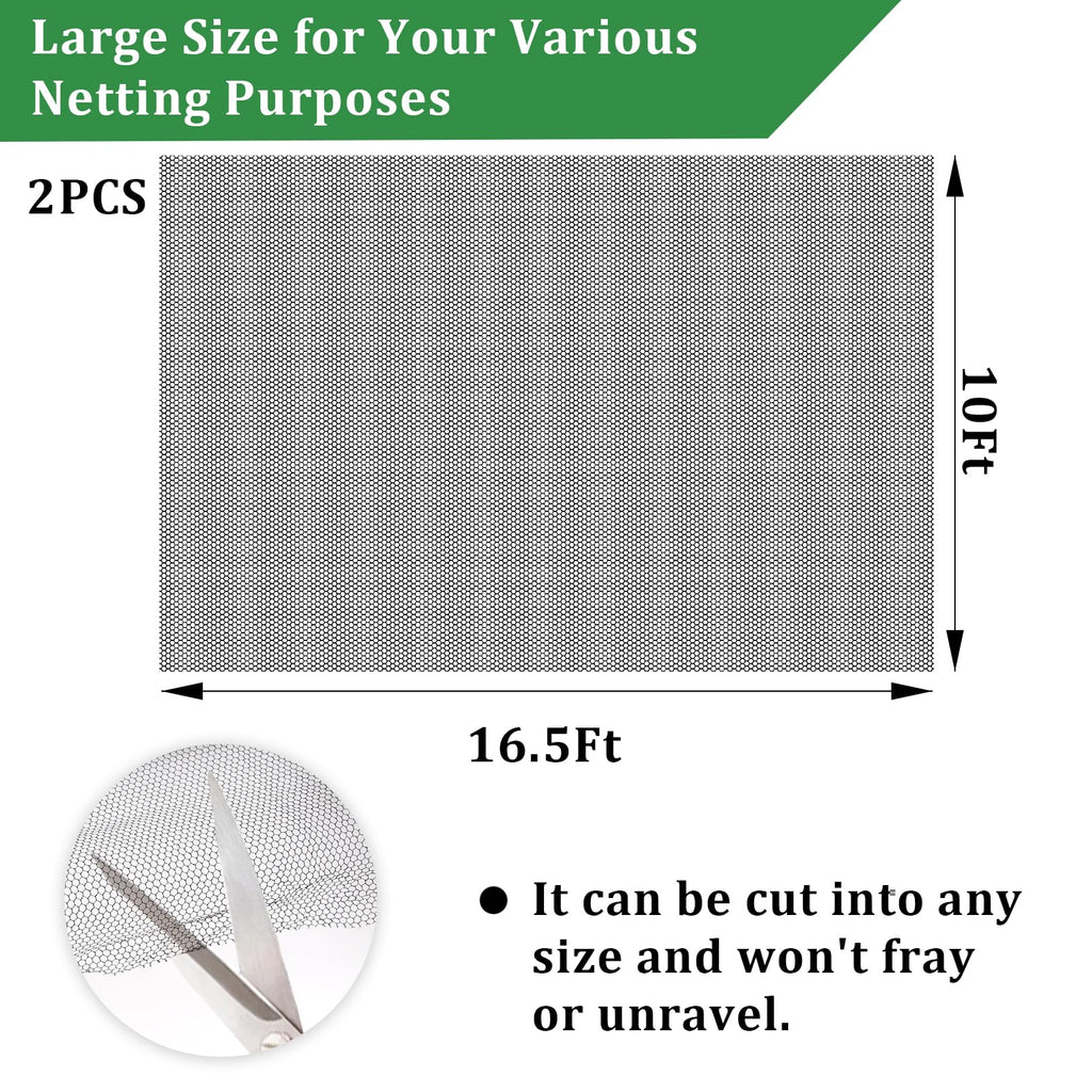 2PCS 10 x 16.5 Ft Mosquito Netting for Patio, Garden Mesh Netting, Fly Insect Bird Net Barrier for Protect Vegetables Plants, Mosquito Mesh Screen for Outdoor Patios Apartment Balcony (Black)