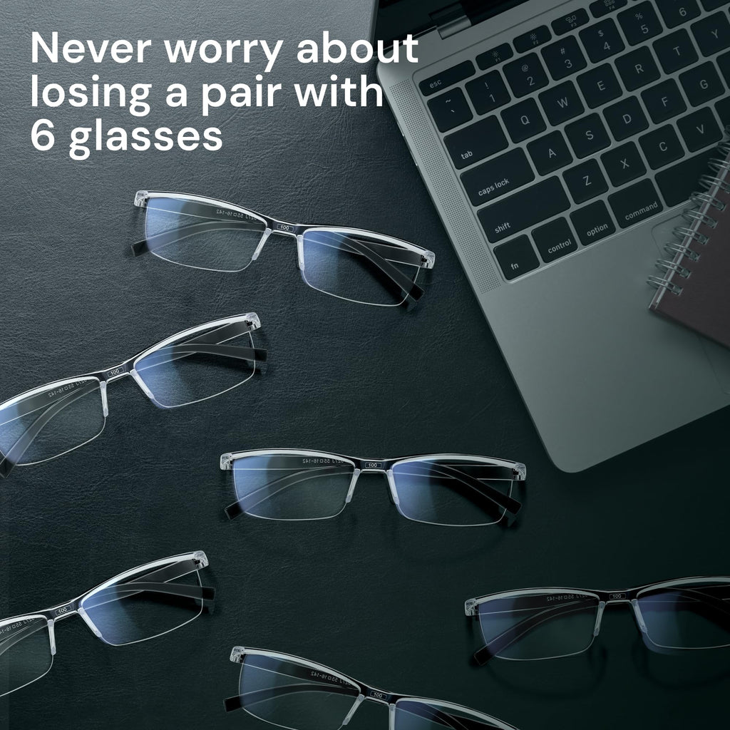 Gaoye Executive Style Reading Glasses Men - Durable Readers with Blue Light Filtering - Comfortable Fit with TR90 Frames