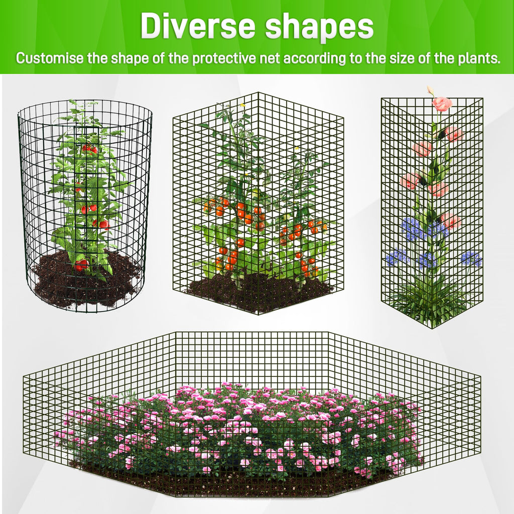 8 Pack 13.8x12 inch Plant Protector, Wire Garden Cages with Stakes & Ties