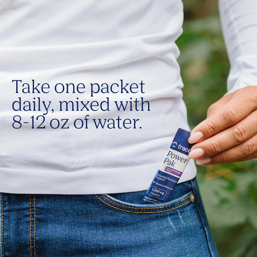 Trace Minerals | Power Pak Electrolyte Powder Packets | 1200 mg Vitamin C, Zinc, Magnesium | Boost Immunity, Hydration and Natural Energy | Concord Grape | 30 Packets