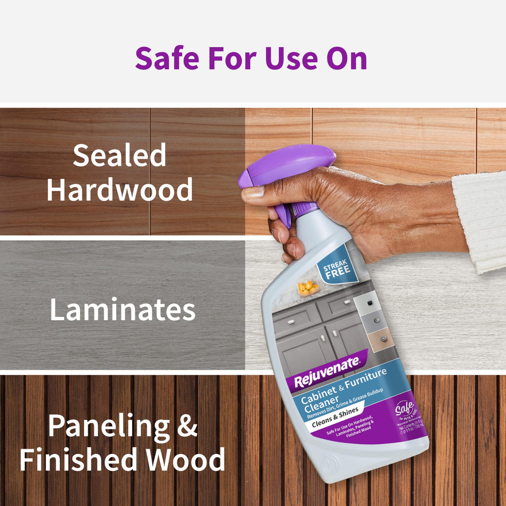 Rejuvenate Cabinet & Furniture Cleaner pH Neutral Streak and Residue Free Cleans Restores Protects, 24 Ounces, 6 Pack