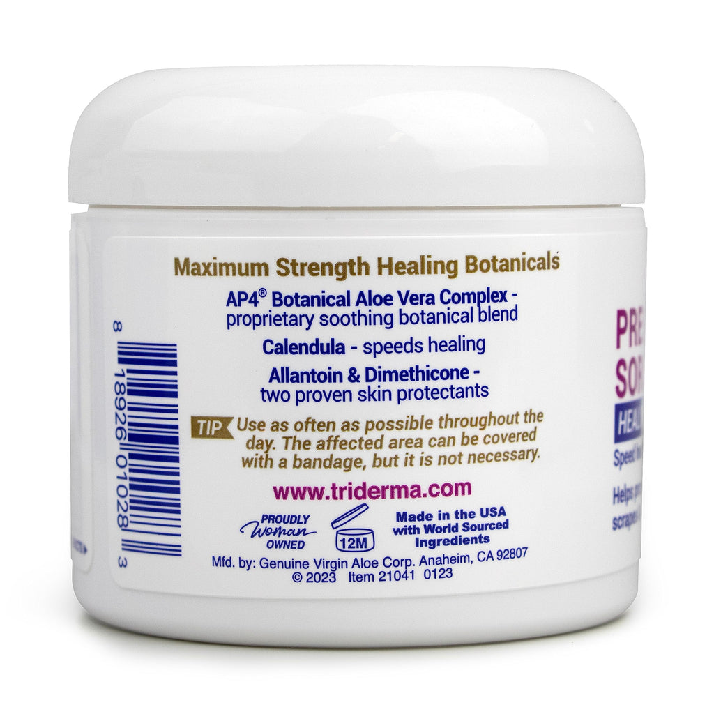 TriDerma MD Pressure Sore Relief Healing Cream for Bed Sores Treatment, Ulcers, Pressure Sores, Wound Healing, Chafed Skin and Hard-to-Heal Skin Sores with Calendula and AP4 Aloe, 4 oz Jar