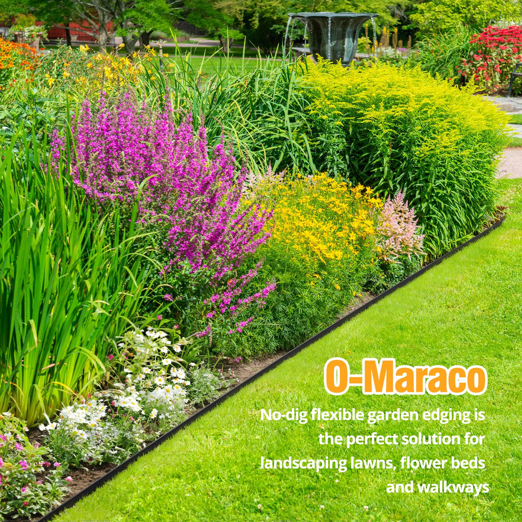 40FT Landscape Edging No-Dig, 2 Inch Tall Heavy Duty Plastic Garden Edging Border with 40 Anchoring Spikes for Lawn, Flower Bed & Decorative Yard