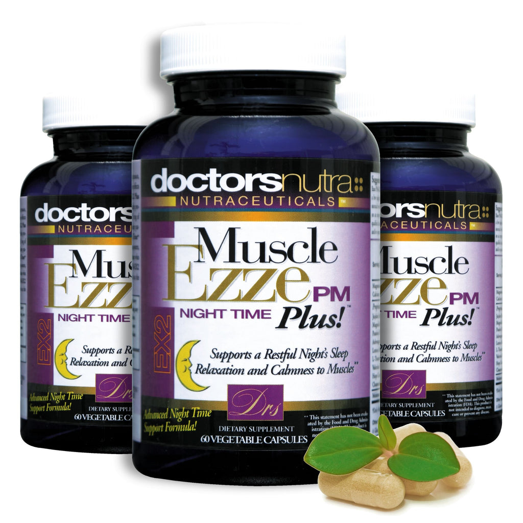 Doctors Nutra Nutraceuticals Muscle Ezze PM Plus Night Time Capsules - Pack of 3 with Melatonin, Valerian, Chamomile, Lemon Balm