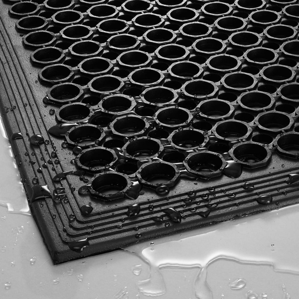GRIDMANN Rubber Floor Mat, 36" x 24" Anti-Fatigue Drainage Mat, Non-Slip and Grease Resistant for Restaurants, Commercial Kitchens, Bar Floors, Black
