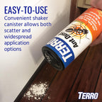 TERRO Ant Dust Powder Killer for Indoors and Outdoors - Kills Ants, Fire Ants, Roaches, Spiders, and Other Insects - T600 - Up to 8 Months Protection - Easy to Use