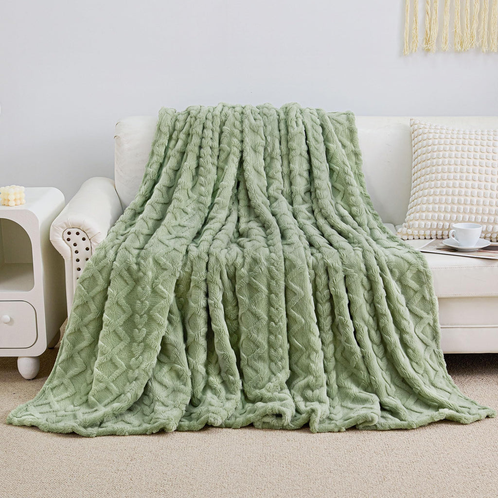 Aganear Fleece Throw Blanket for Couch Sofa 50"x60" Sage Green