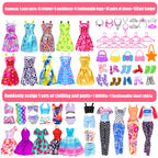 iBayda 11.5-Inch Fashion Doll with Closet Clothes Accessories Set - Includes Princess Gown, Long Dresses, Outfits, Shoes, Handbags, Mirror, Pet Dog & More (Doll Included)