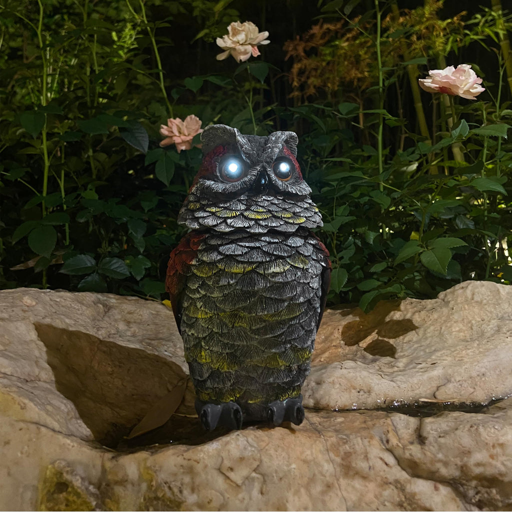 FESTGLOX Solar Owl Decoys to Scare Birds Away, Fake Owl Outdoor Garden