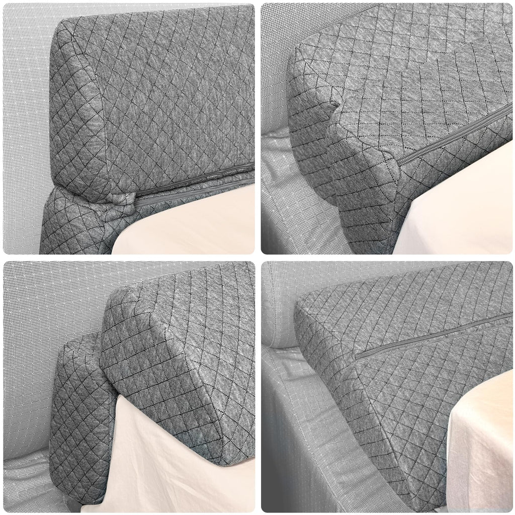 FOUXTEL 4 Modes Pillow Wedge for Headboard Gap, Foldable Bed Wedge Pillow, Bed Gap Filler King Size Fill The Gap (0-7"), Mattress Gap Filler Long Pillow Between Headboard and Mattress