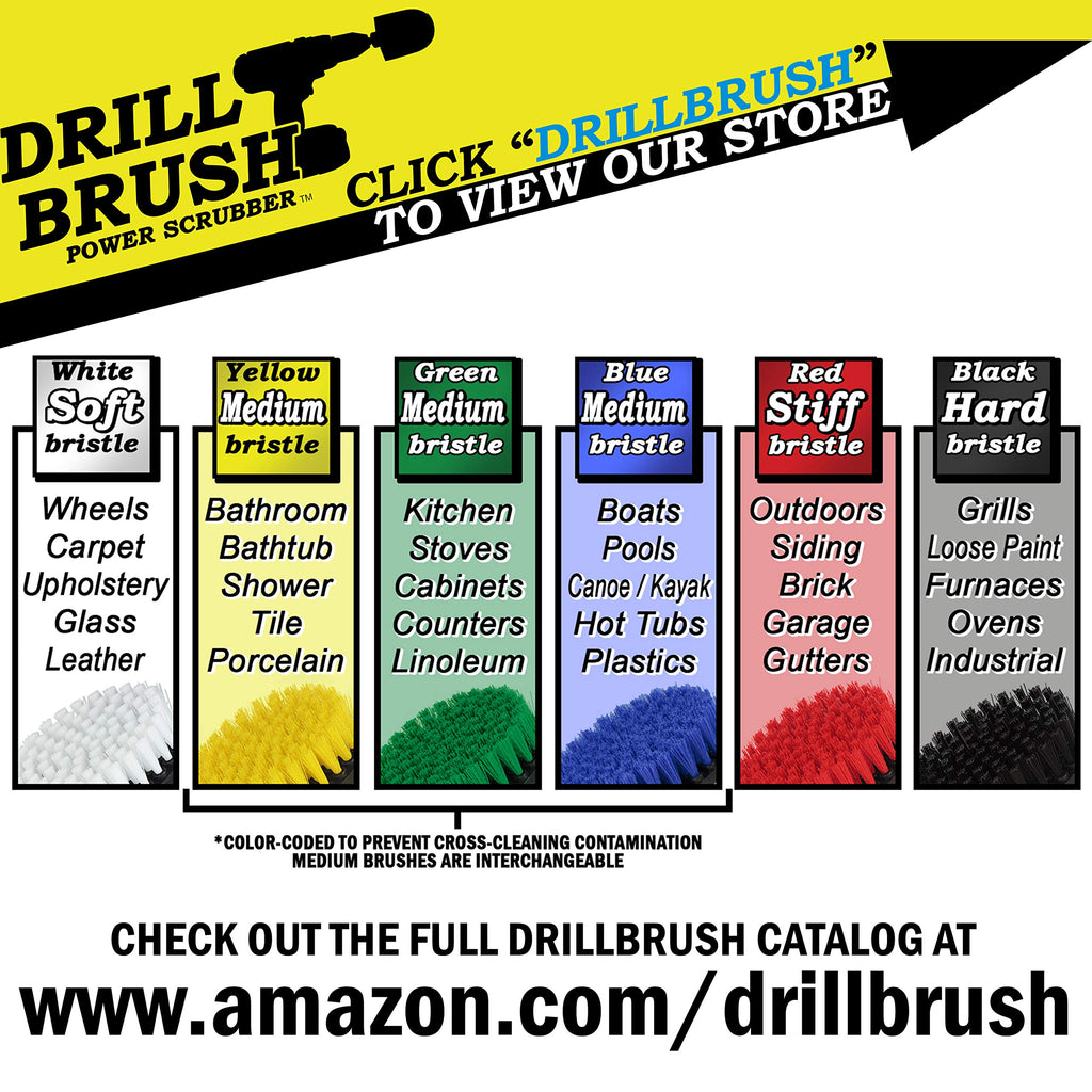 Interior Car Detailing Drill Brush Set - Soft Bristle Power Scrubber Attachments for Cleaning Car, Truck, Upholstery, Carpet, Leather, Seats, Wheels, Rims, Dash, Console, & Trim - Nylon Auto Scrubber