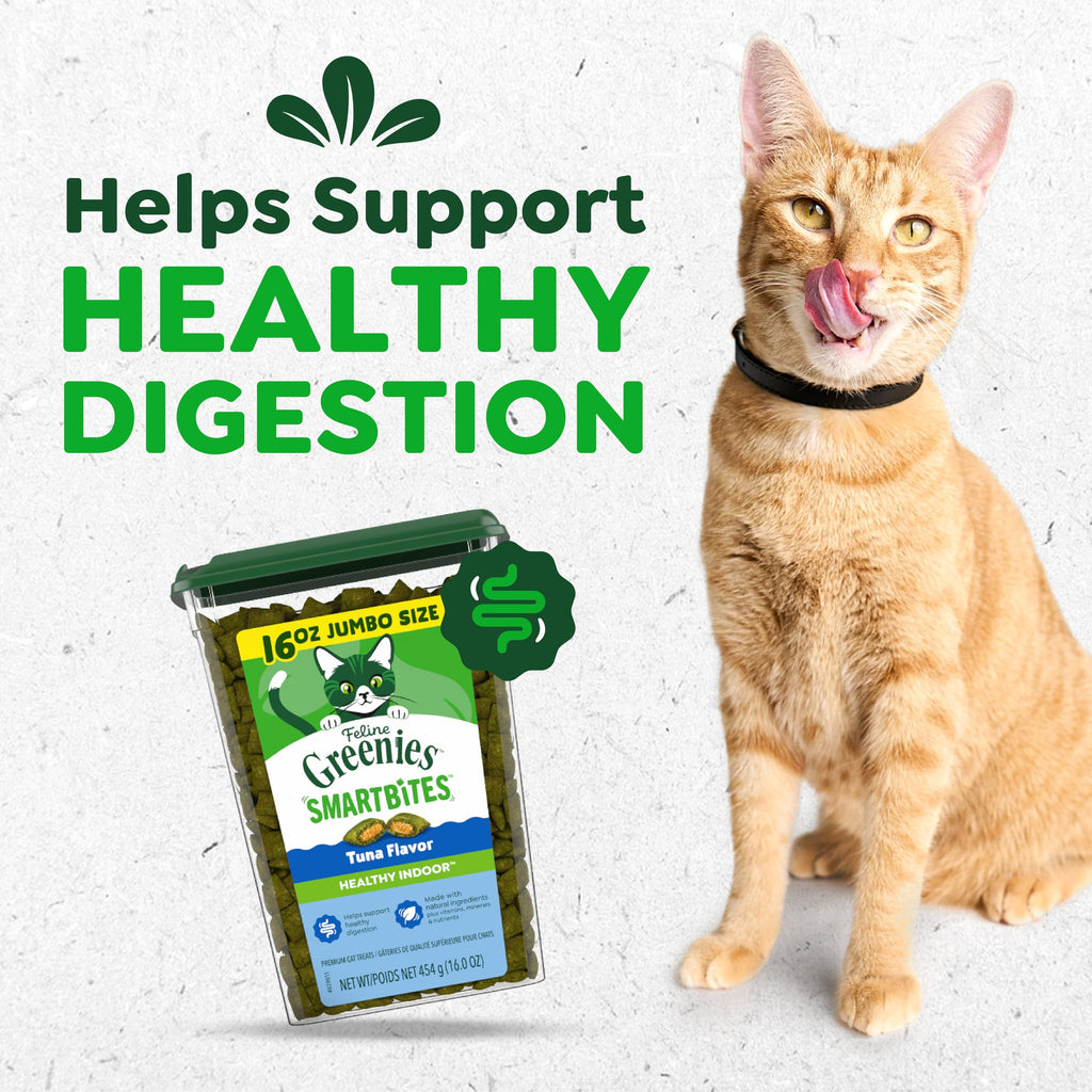 Greenies Feline Smartbites Healthy Indoor Cat Treats, Tuna, 16 oz