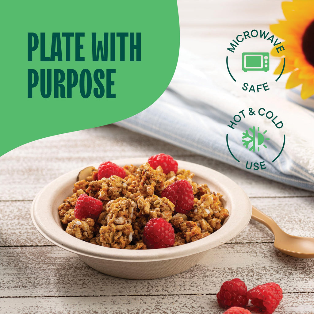 Stack Man Paper Bowls, 100% Compostable Disposable Soup Bowl [125-Pack] 12 oz. Heavy Duty, Eco-Friendly, Biodegradable Bagasse Hot Food Plates and Bowls - Natural Brown (BPI Certified) (PFAS-Free)