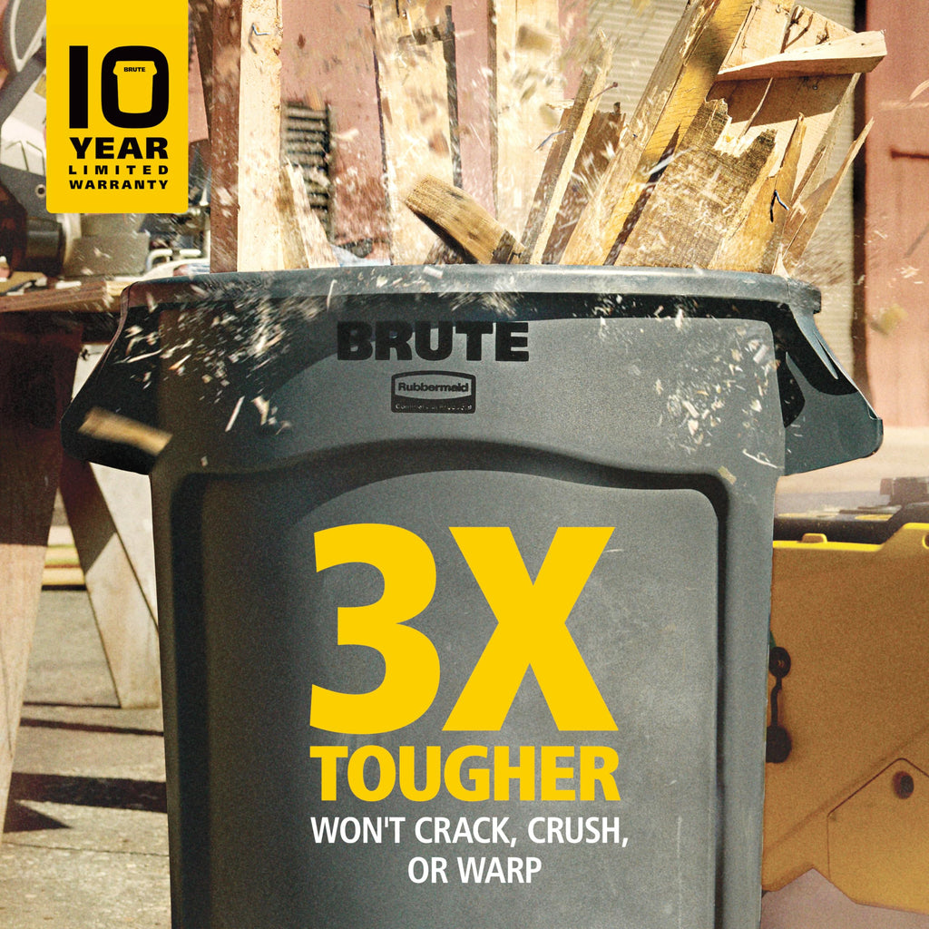 Rubbermaid Commercial Products BRUTE Heavy-Duty Round Trash/Garbage Can, 20-Gallon, Gray,Outdoor Waste Container for Landscapers/Construction/Restaurants/Back of House/Offices/Warehouses