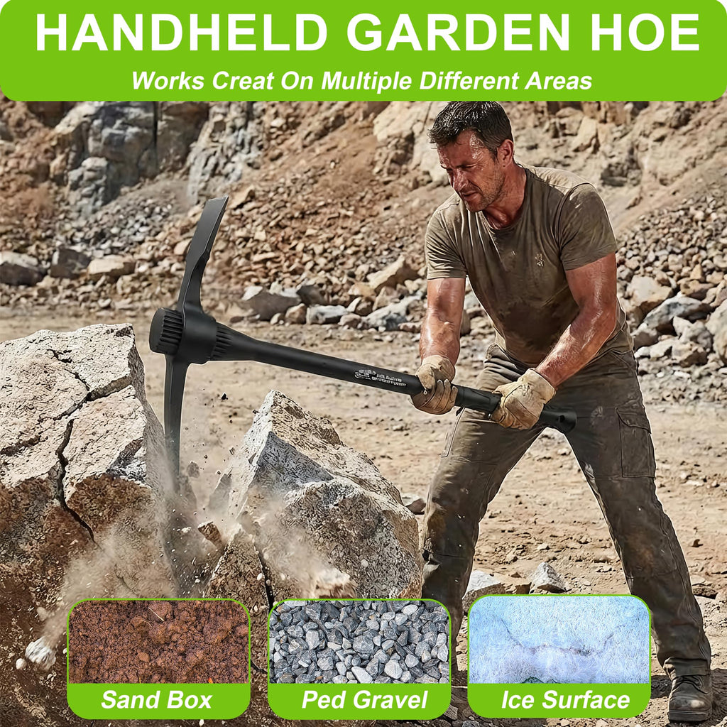 glorousamc Forged Adze Pick, Weeding Mattock Hoe Pick Mattock with Fiberglass Handle, Garden Pick, Great for Loosening Soil, Archaeological Projects (5LB-with 36" Fiberglass Handle)