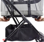 ROODO 2026 Upgraded Version 3-in-1 Dog Cat Stroller with Detachable Carrier Folding Lightweight Portable Travel Pet Gear All-Terrain Puppy Doggie Kitty Bunny Stroller for 35 lbs(Grey Lattice)