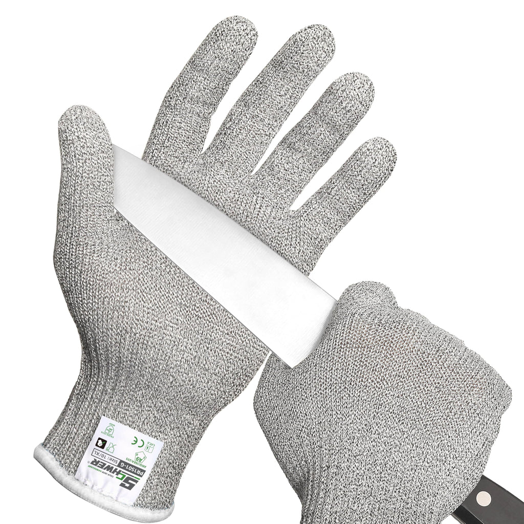 Schwer SlicePro ANSI A9 Cut Resistant Gloves, Food Grade Cutting Gloves for Kitchen Food Prep, Mandoline Gloves for Meat Cutting, Oyster Shucking, Fish Fillet Processing, PR1501-G, 2 Pairs, XL