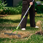 WORKPRO Thatch Rake, 15-Inch Thatching Rake with Telescoping 5FT Handle