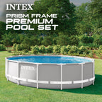 Intex 26723EH Prism Frame Premium Above Ground Swimming Pool Set: 15ft x 42in – Includes 1000 GPH Cartridge Filter Pump – Removable Ladder – Pool Cover – Ground Cloth