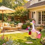 Ueyben Gardener Porch Goose Outfit Pink, Spring Goose Outfit Lawn Gooses Clothes Geese Costume for 23" Cement Plastic Geese Statue for Garden Yard Decoration